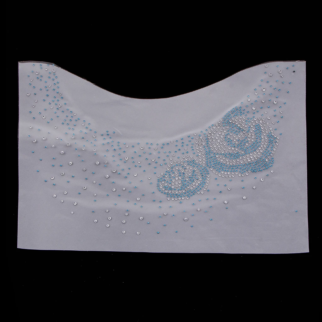 Floral Neckline Collar Trim Rhinestones Iron on Hot Fix Motif Heat Press Applique Patch