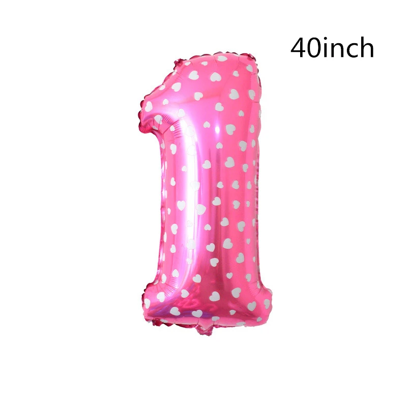 Ребенок 1 первый день рождения девочка мальчик Воздушные шары Дети один год День рождения воздушные шары из фольги в виде цифр детская вечеринка украшения подарок - Цвет: 40inch pink 1