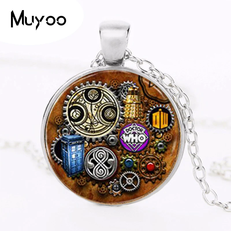 

New Fashion Pendant 1pcs Doctor Who Tardis Dr Who Steampunk Inspired Necklace glass Cabochon Necklace HZ1