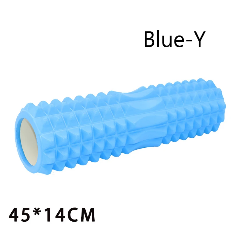 Поролоновая роликовая Колонка для йоги, блок для йоги, пилатеса, фитнеса, поезда, тренажерного зала, массажная сетка, триггер, точечная терапия, физио-спортивный Инструмент 45*14 - Цвет: Синий