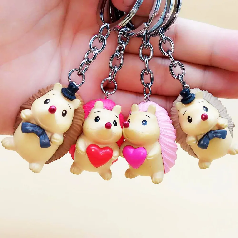 

FREE SHIPPING BY DHL 100pcs/lot New Design Plastic Hedgehog Keychains Lovely Mini Hedgehog Shaped Keyrings for Wedding Gifts