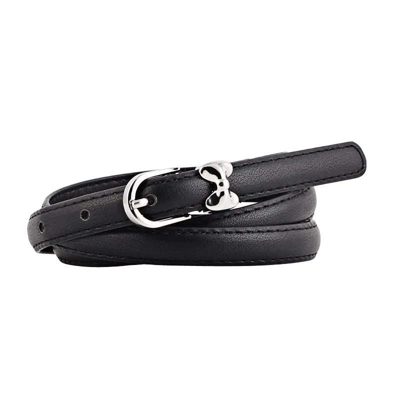 

New bow decoration Women belt solid color Faux Leather Pin buckle belt fashion multifunction youth Stuednt belt
