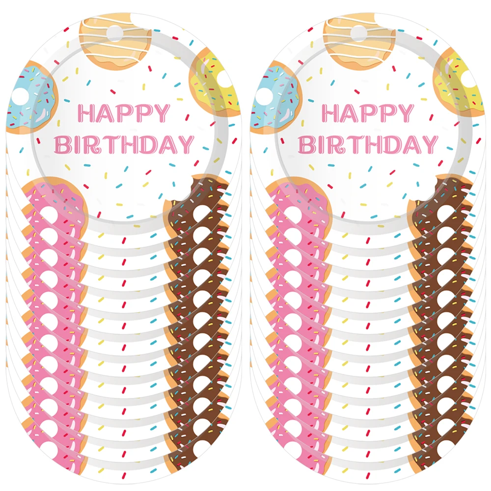 9 дюймов сладкие пончики одноразовые тарелки Посуда украшения Розовые Девушки Счастливые сувениры для вечеринки ко дню рождения ребенок душ вечерние сувениры