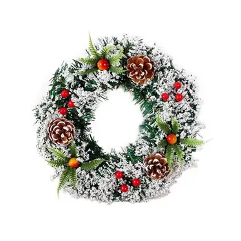 

New Year Handmade Christmas Wreath Decoration For Home Spruce Wreath Circle Artificial Garland Door Hanging Ornament Celebration