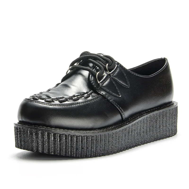 Fujin/Брендовая женская обувь на толстой мягкой подошве; обувь на плоской платформе; женская повседневная обувь черного цвета; женская обувь на толстой мягкой подошве со шнуровкой; большие размеры - Цвет: blackpu