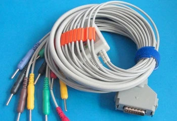 

2pcs/lot Compatible New Fukuda Denshi FX-101 FX-102F EKG cable, one piece type,10 leads, IEC Din 3.0 plug with 1year warranty