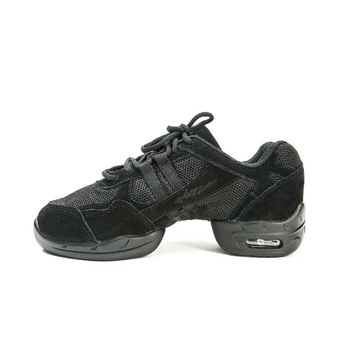 Sansha/танцевальные кроссовки из сетчатого материала и замши, верх из полиуретана, низкий верх, шнуровка, современный танец, джаз, обувь для женщин, мужчин, девушек, P21LS - Цвет: Black