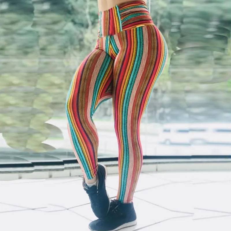 الأزياء الملونة المطبوعة Leggins النساء اللياقة البدنية Sweatpants رفع الرجل Jeggings عالية الخصر عارضة موهير بنطال ليجينز يتمدد