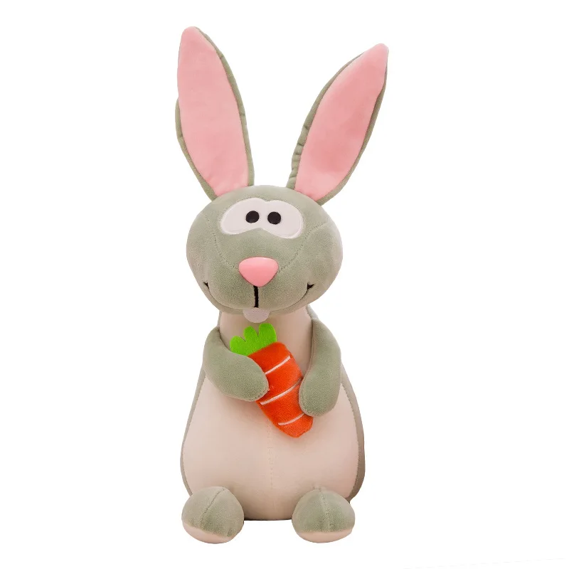 

2018 Cute Rabbit Dolls 3 Color Plush Toys Long Ear With Carrots Kawaii Stuffed Toy Cartoon Christmas Gift New Year Present