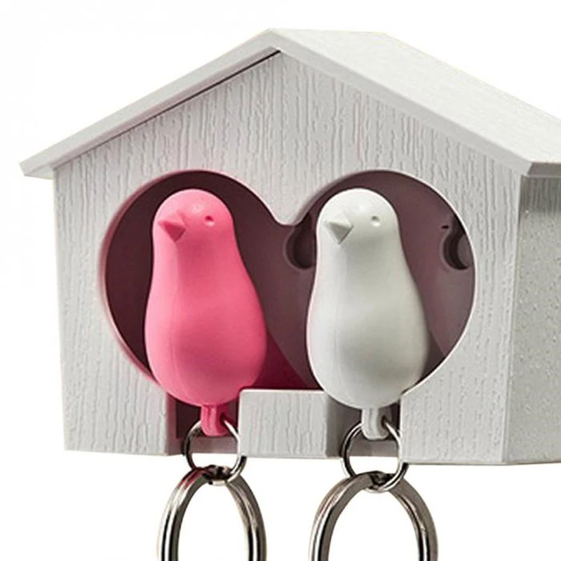 Горячий набор 2 брелок птичка+ Дом Гнездо свисток брелок с кольцом брелок-вешалка стойка