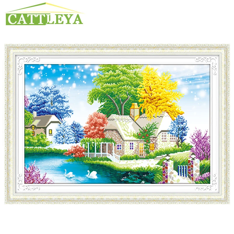 

5d diy diamond painting Snow scene cross stitch round rhinestone diamond mosaic picture Home Decoration Christmas gift