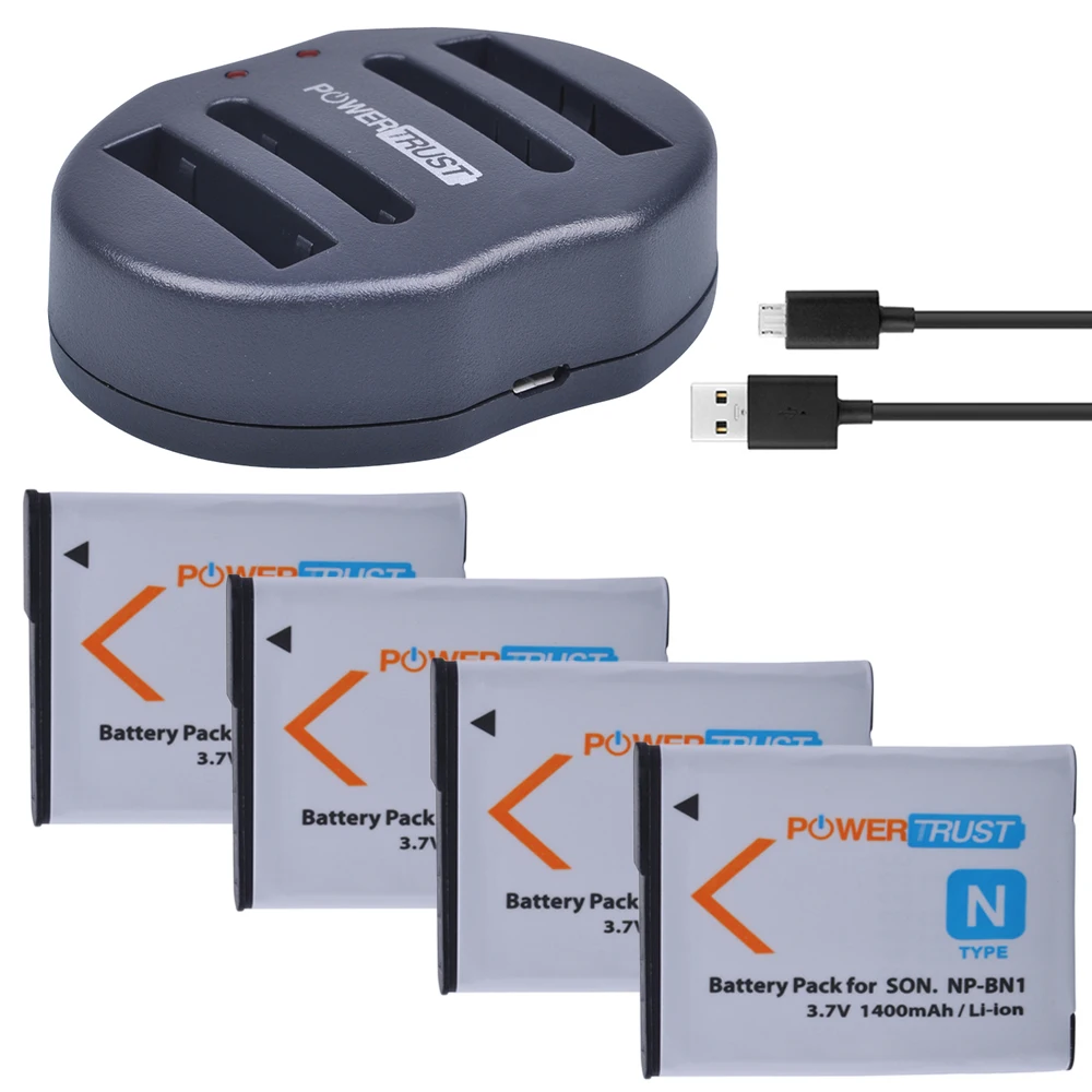 

4Pcs 1400m NP-BN1 NP BN1 NPBN1 Camera battery + Dual USB Charger For Sony DSC TX9 T99 WX5 TX7 TX5 W390 W380 W350 W320 W360