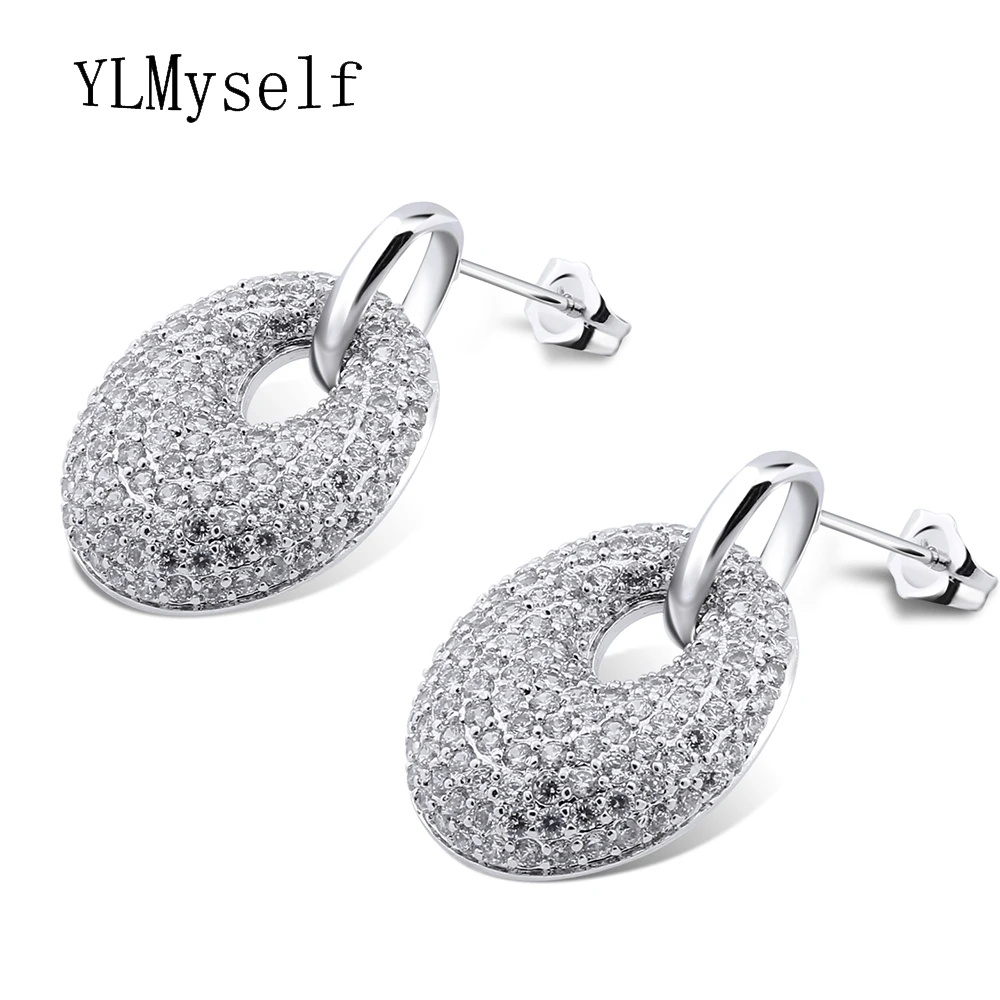 

Today's fashion drop earrings accessories for women oorbellen brinco Crystal trendy White and Gold color famous party jewelry