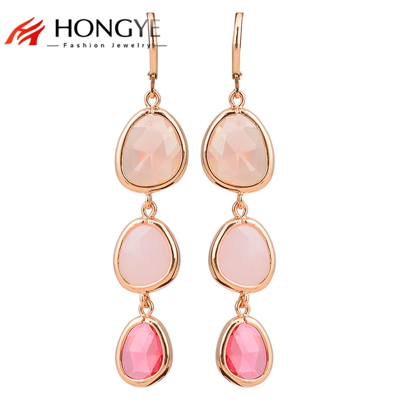 

2014 New Fashion Dangle Earrings Charms Colorful Crystal Stone Long Drop Earrings for Women Girls