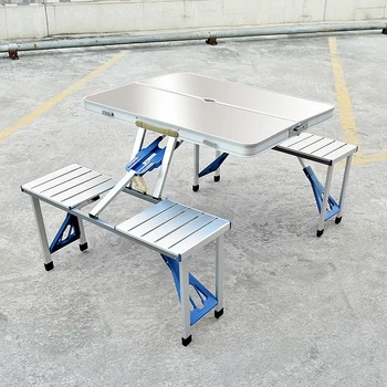 Multifunction Durable Portable Outdoor Barbecue BBQ Camping Aluminum Alloy Folding Table Outdoor Picnic Dining Table Desk Stool