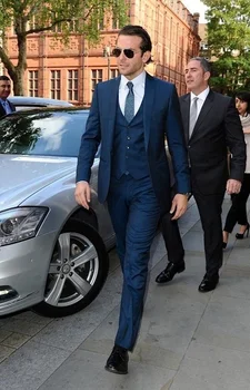

2017 Celebrity Tuxedos Custom Made Navy Blue Men's Wedding Suits Groomsmen Suits Men's Red Carpet Suits (Jacket+Pants+Vest+Tie)