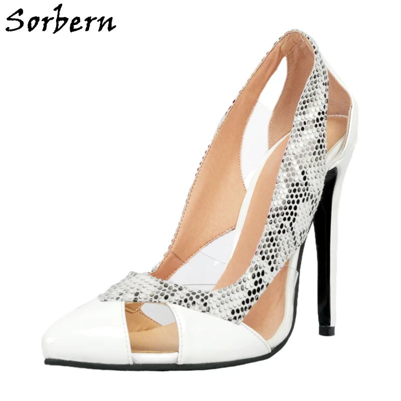 

Sorbern Sexy Ol Shoes Women Pump High Heels Custom Color Party Shoes Designer Woman Pumps Clear Pvc Cut Out Slip On Ladies Shoes