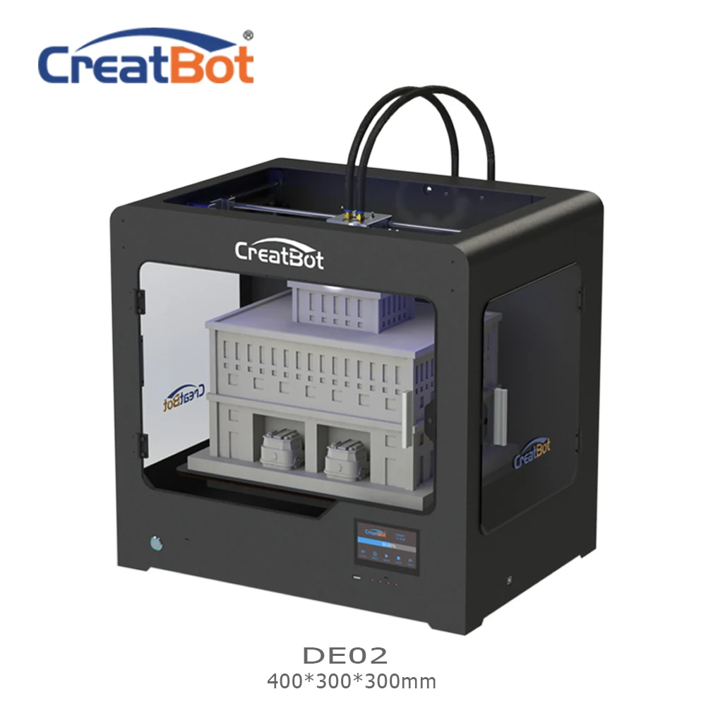 buy CreatBot 3d printer DE02 Build Size 400*300*300 mm Dual Extruders Metal Frame 3d printer parts for sale 2KG abs for free