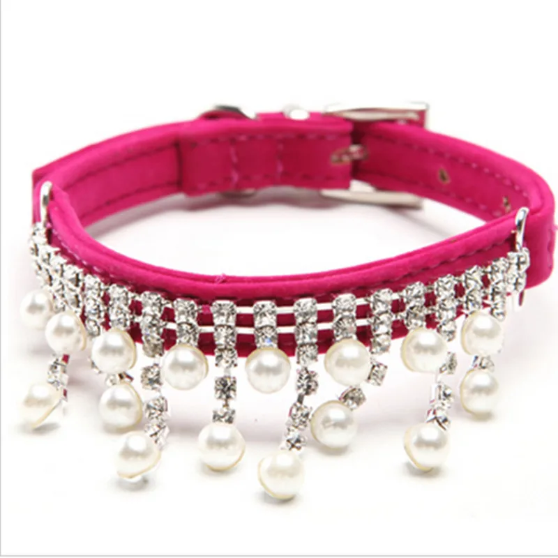 Luxury Pet Jewelry Bling Princess Dogs Accessories Flocked Fabric Pearl