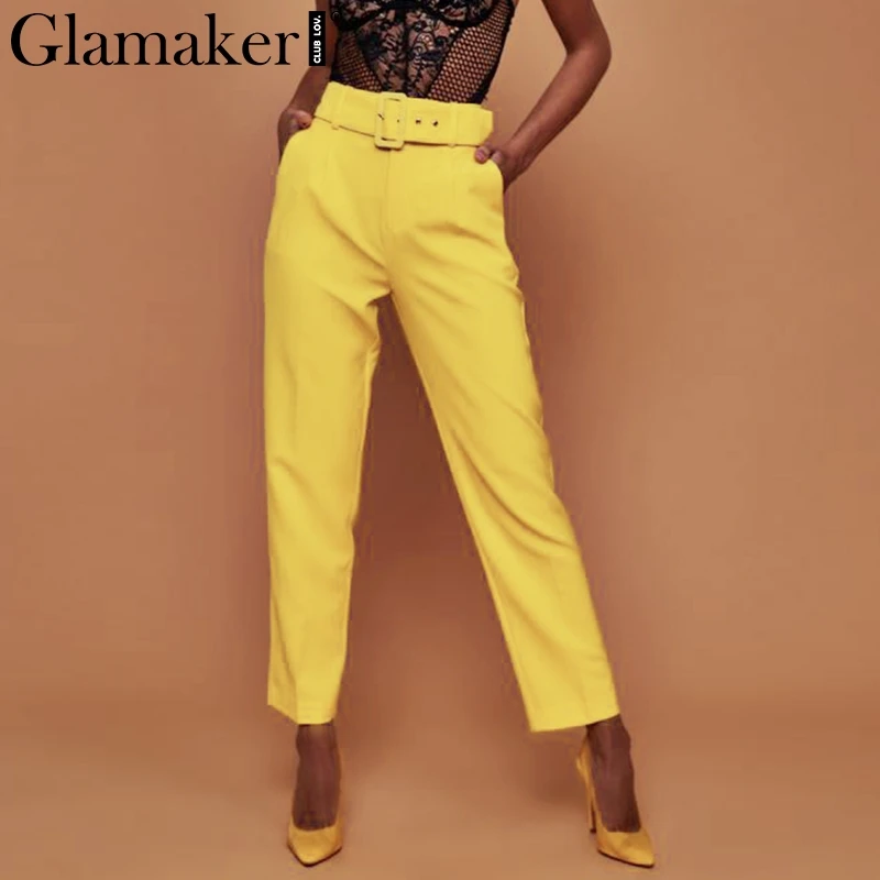 Glamaker الصلبة OL قلم رصاص دعوى السراويل النساء الربيع مشبك حزام عالية الخصر البضائع السراويل الإناث الأزياء سراويل تقليدية patalon قيعان Glamaker الصلبة OL قلم رصاص دعوى السراويل النساء الربيع مشبك حزام عالية الخصر البضائع السراويل الإناث الأزياء سراويل تقليدية patalon قيعان