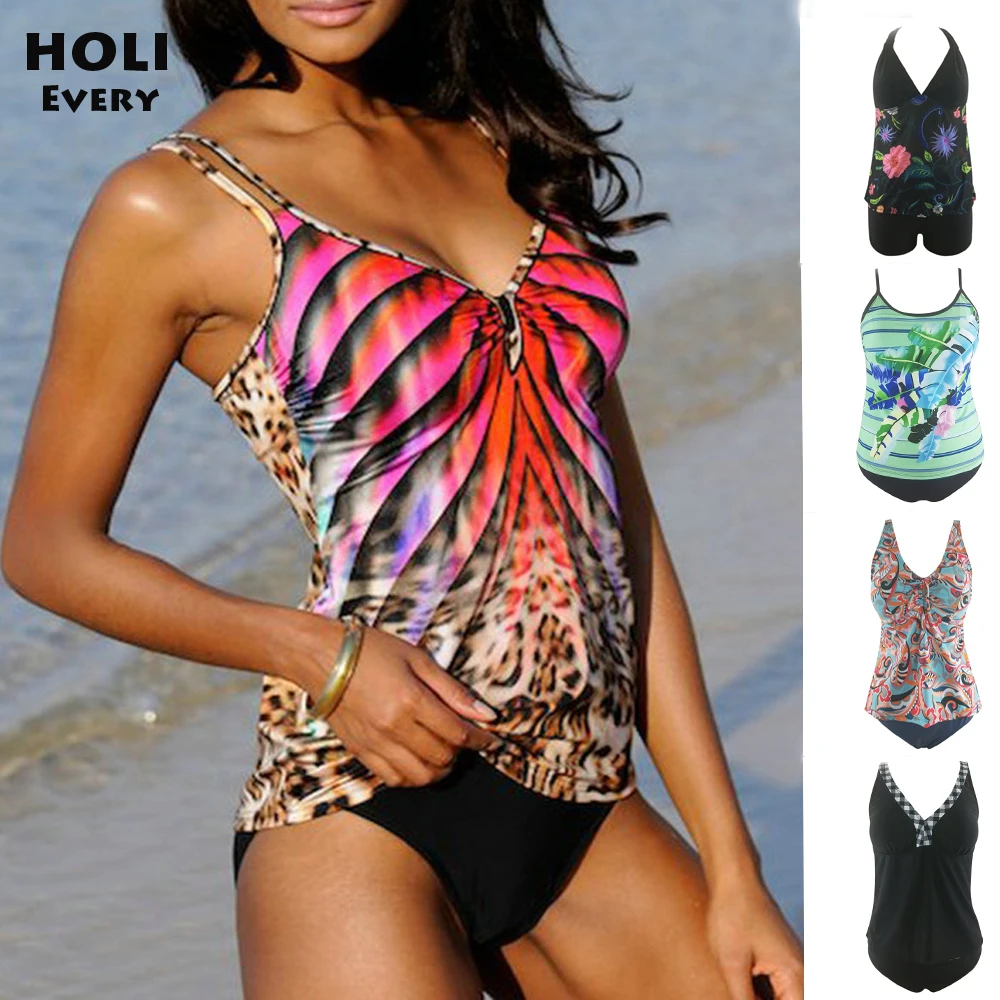 

Large Swimwear Women Costume Swimsuit Tankini Set Plus size Female Fat Split Two piece Swim Wear Ba Bikini Bathing Suit Badpak