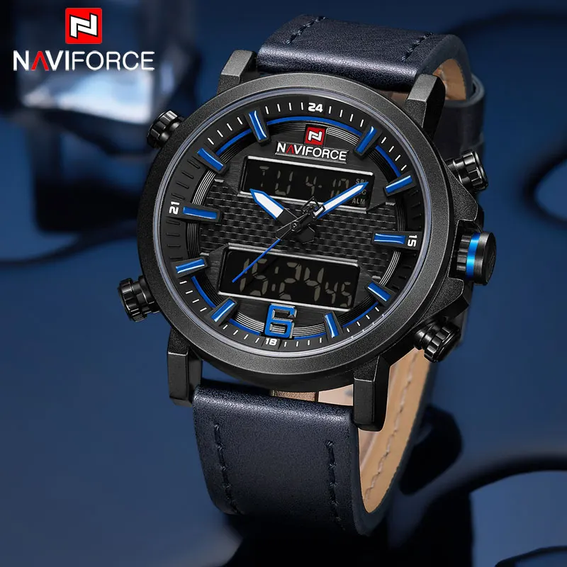 Часы наручные NAVIFORCE Мужские Цифровые модные армейские в стиле милитари с двойным