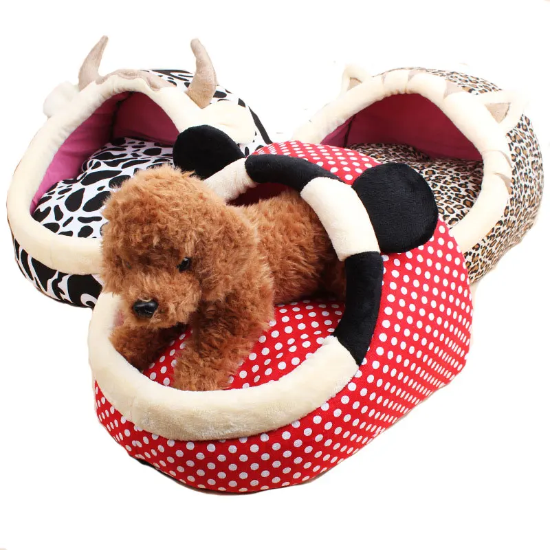

New Cute Cartoon Dog Bed Cows Deer Soft Kennels Pet Nest Animal Modelling Design Pet Dog House Puppy Cat Bed For Small Dogs