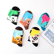 Зимние теплые удобные хлопковые женские носки из бамбукового волокна с изображением кота, собаки, зебры, женские цветные для девочек и мальчиков, чулочно-носочные изделия из хлопка