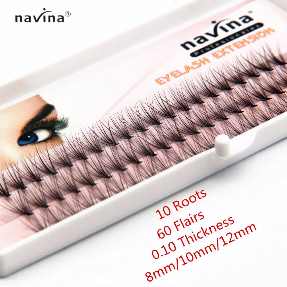 

Navina 10 Flairs False eyelash 60 individual Mink lashes natural maquiagem cilios Fake eyelash Extension