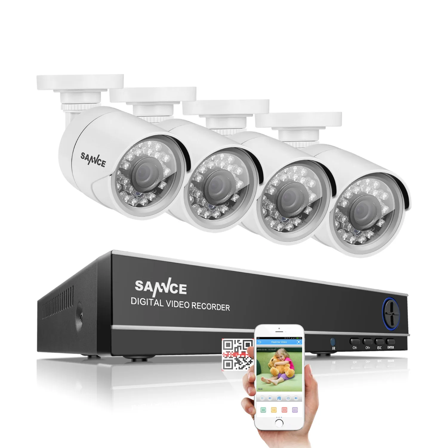 Камера Наружного видеонаблюдения SANNCE 8 каналов 720 P AHD DVR 4 шт. 1200TVL ИК ночное видение