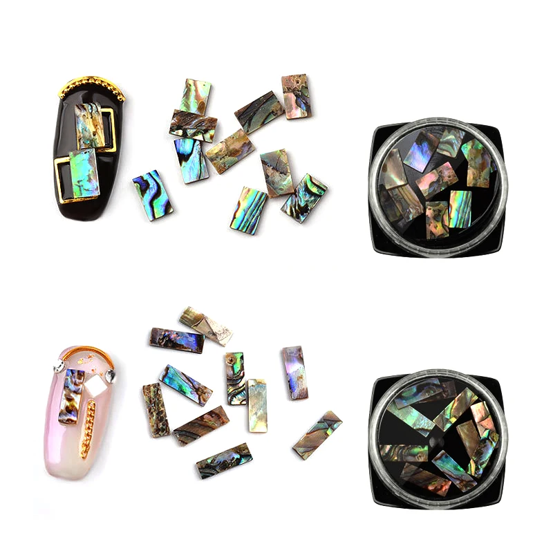 

Natural Shell Rhinestones Alloy Metal Frame DIY Nails Decor Manicure 3D Nail Art Decoration Mixed Colorful Acrylic Square Stone