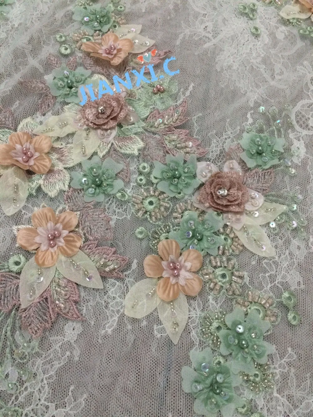 3D flower CiCi 83129 High Quality Beaded Lace Fabric Beautiful 3d