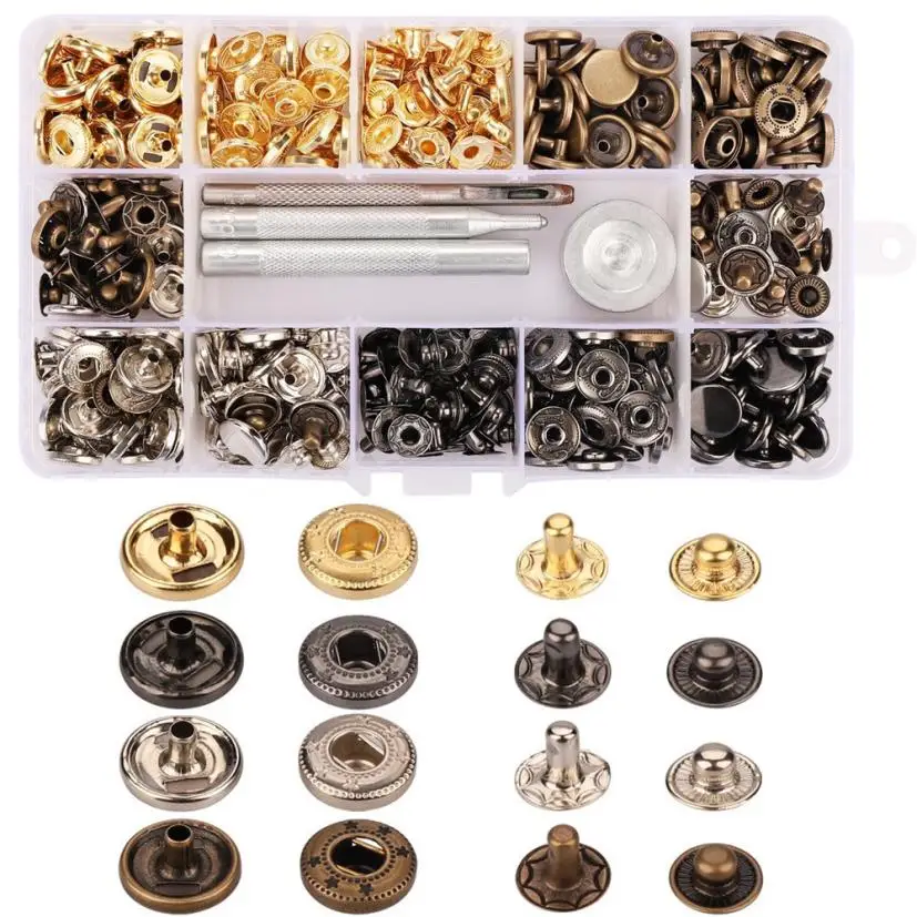 Snap Fastener Kit with buck 100 Set Snap Fastener Kit Button Tool Press