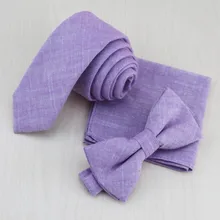 Хлопок светильник фиолетовый комплект галстук-бабочка и платок монохромный slubby мелкозернистая дизайн человек галстук-бабочка