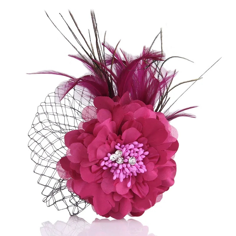 

Chian Yu Bohemia Broochs High Quality Fbabric Flower brooches Feather Pins for Women Decoration Hair Accessories hair Clips