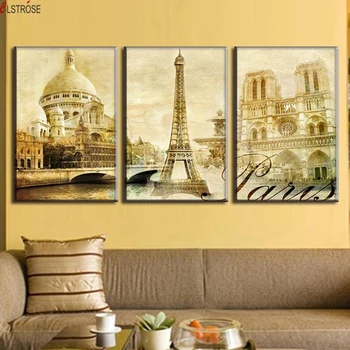 

CLSTROSE Special Offer Rushed 3 Pcs/set Unframed Painting On Canvas Scenic Spot Of Paris Print Landscape Wall Art Pictures