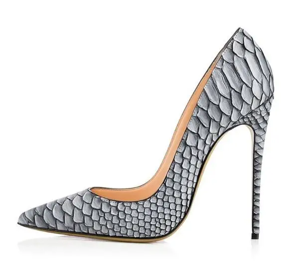 Buy Sexy Grey Snakeskin Leather Pump Shoes Women