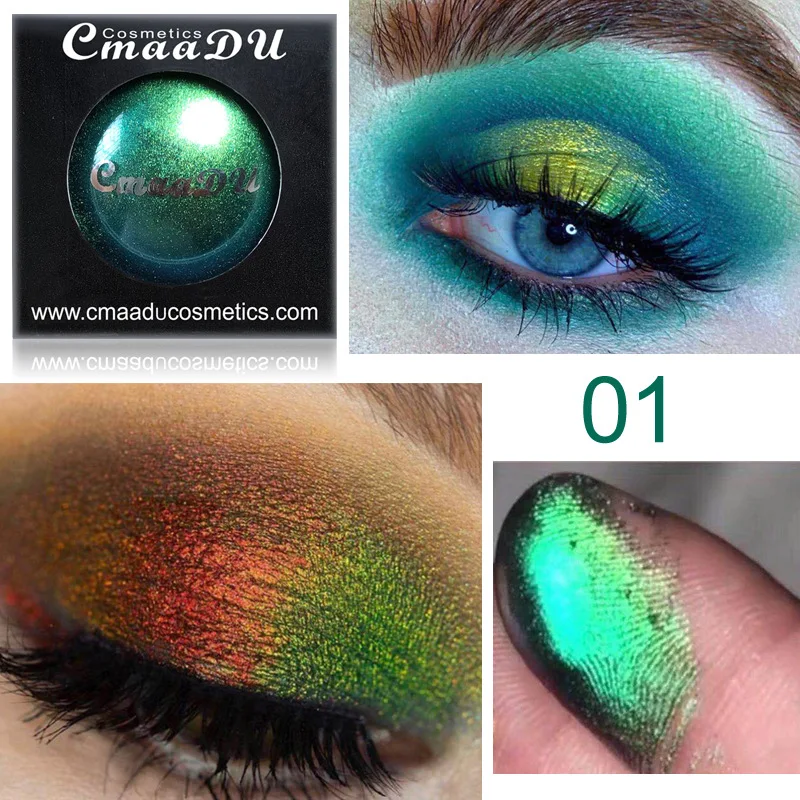 4 цвета CmaaDu макияж Хамелеон Блестящий Алмазный тени для век Мерцающие Металлические тени для век длительная яркая косметика для глаз TSLM2