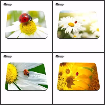

New Arrivals Print Ladybug On A White Yellow Flowers Gaming Mouse Pad Size 18*22cm and 25*29cm Mouse Mats Decorate Your Desk