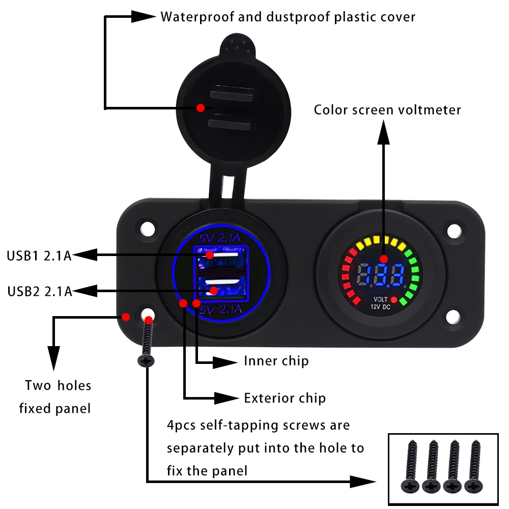 12-24V 4.2A двойной USB автомобильный прикуриватель разветвитель адаптер зарядное устройство апертура с детектором напряжения батареи для телефонов