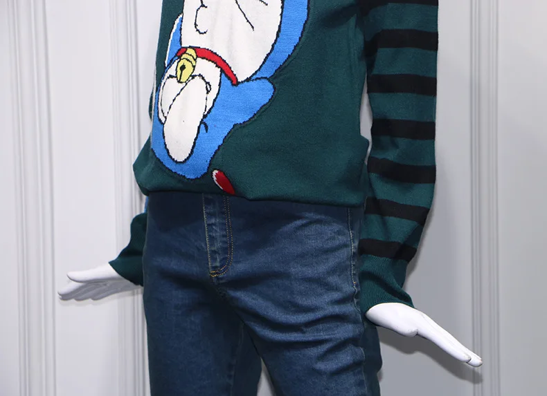 Star He Sui Weibo with The Same Cartoon Jingling Cat Round Collar Pullover Bottom Knitted Sweater 2019 Pullovers Sweater Women