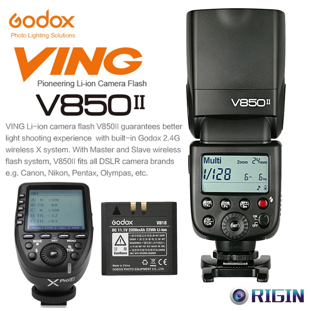 

Godox V850II GN60 HSS 1/8000s Speedlite 2.4G Wireless X System With lithium battery+Xpro-F Transmitter Kit For Fuji
