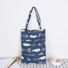 1 шт. принт КИТ осьминог, море жизнь хозяйственные сумки Прочный 1 слой без подкладки хлопок лен хозяйственная сумка для переноски