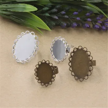 

Antique bronze/Silver color Ring Settings 20pcs/lot 18x25mm 13x18mm Double Lace Blank Tray Ring Cameo Jewelry Findings C50011