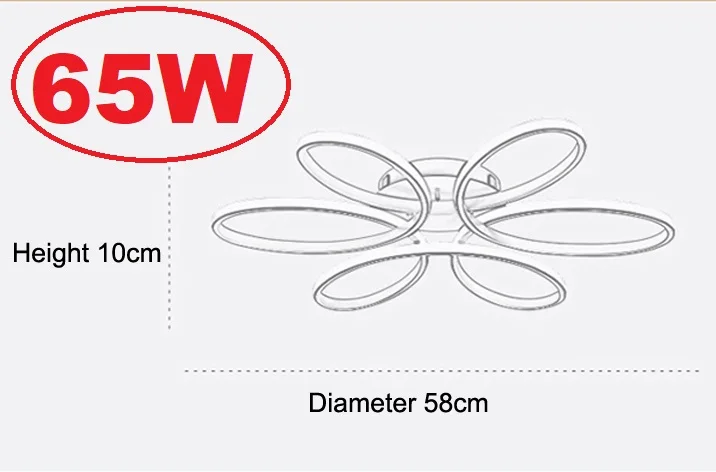 Современные светодиодные потолочные лампы, светильник, современная лампа для гостиной, спальни, кухни, монтируемая на поверхности AC85-265V, современная лампа - Цвет корпуса: Diameter58CM (65W)