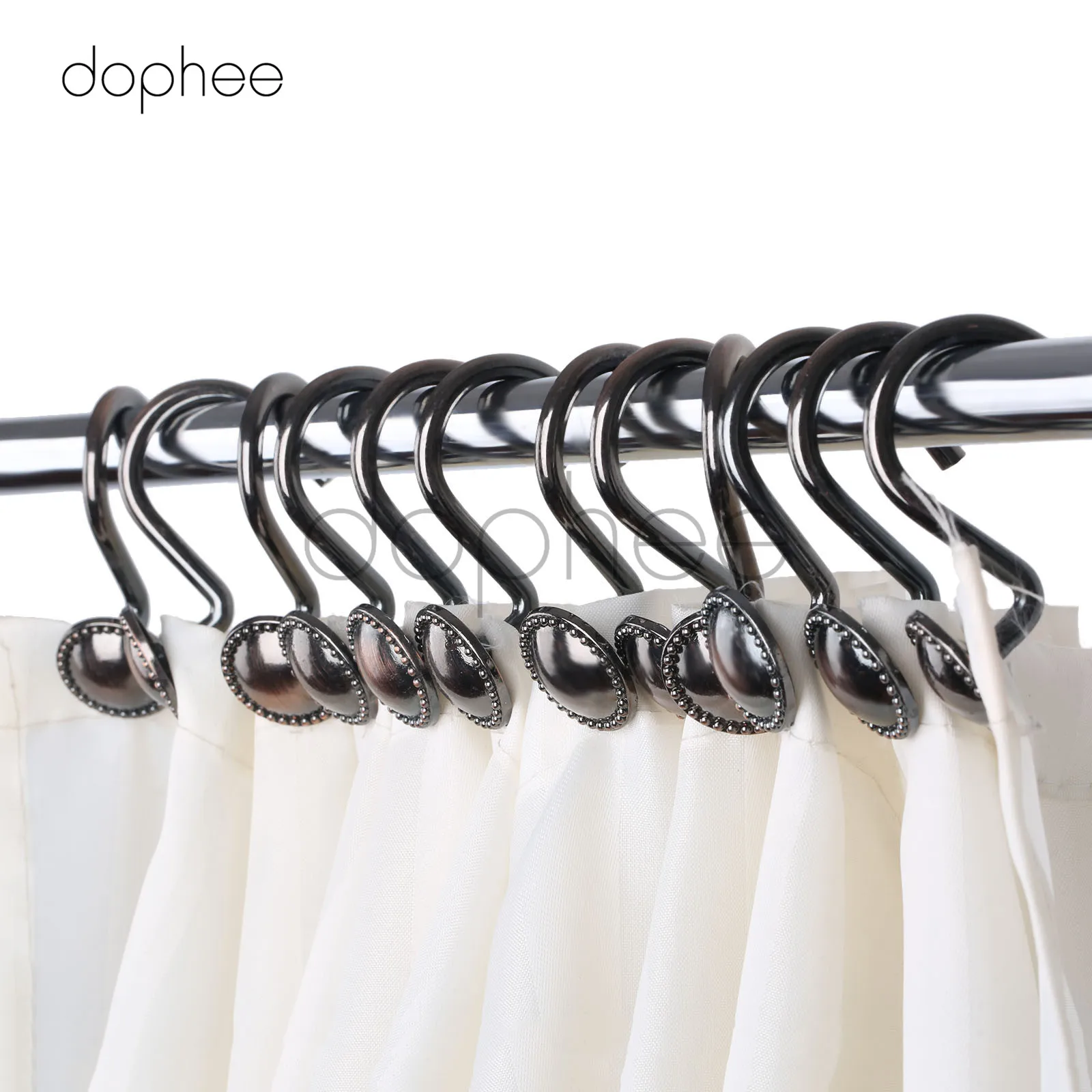 Dophee 12 шт. античные бронзовые Glide крючки для штор винтажные круглые шапки ванная