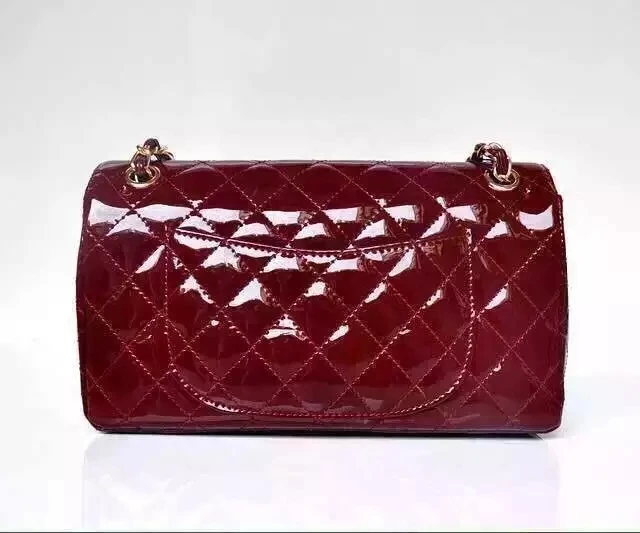 Sexy Wine Red Handbags, Genuine Patent Leather 2.55 Double Flap Bag