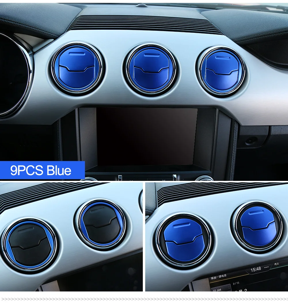 HANGUP приборной панели автомобиля центральный кондиционер Вентиляционное кольцо Крышка отделка стикеры ABS для Ford Mustang Up стайлинга автомобилей