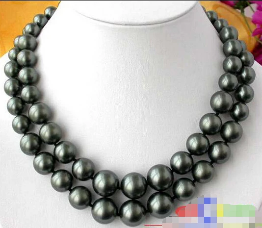 

Wholesale FREE SHIPPING >>> 2ROW 16MM BLACK SOUTH SEA SHELL PEARL TOWER NECKLACE