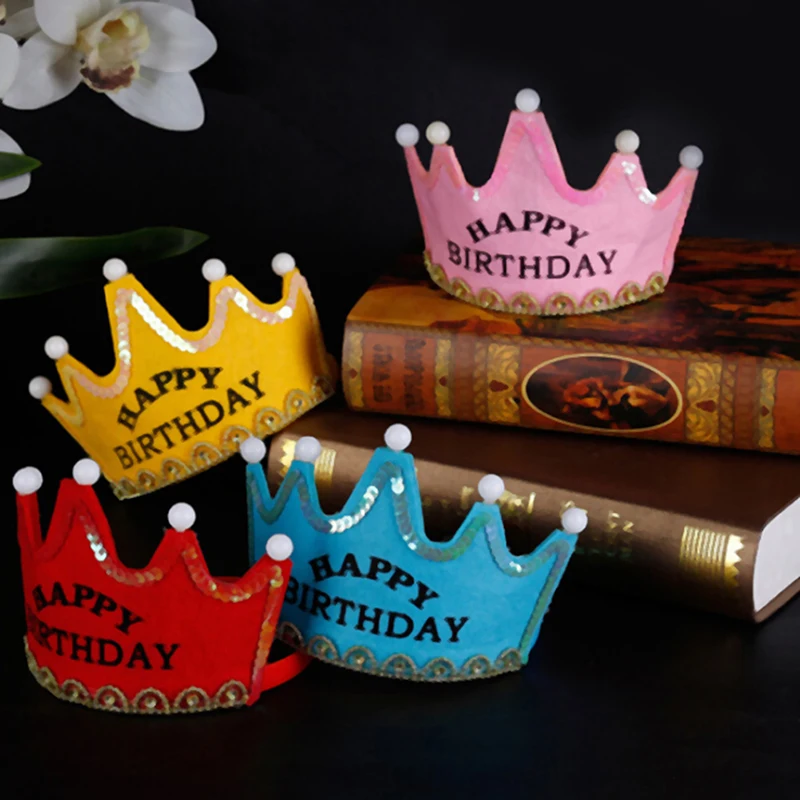 

TPXCKz 1PC Princess Crown Happy Birthday Flashing Light LED Glow Hats Party Hat Headband Adult Kids Cap Decor Kids Toy 9 Styles
